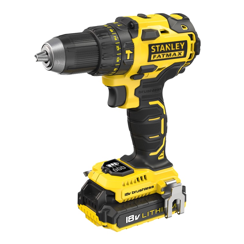 18v CORDLESS LITHIUM STANLEY FATMAX COMBINATION HAMMER//DRILL DRIVER COMPETE KIT x2 LITHIUM BATTERYS PLUS FAST CHARGER by Stanley