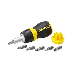 Stanley® Multibit Stubby Schroevendraaier met ratel