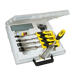 STANLEY® 5 Piece DynaGrip™ Wood Chisel Set with Carry Case, Oil, Stone and Honing Guide