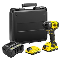 18V STANLEY® FATMAX® V20 Brushless 3 Speed Impact Driver with 2 x 2.0Ah Lithium-Ion Batteries and Kit Box 
