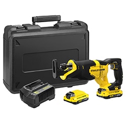 18V STANLEY® FATMAX® V20 Reciprocating Saw with 2 x 2.0Ah Lithium-Ion Batteries and Kit Box 