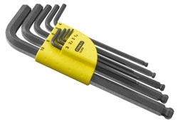 Stiftschlüssel für Innensechskantschrauben, lang, Kugelkopf, Set 9-teilig, 1,5 bis 10mm