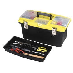 Jumbo Tool Box with 2 Pull Out Organizers, Bit Holder and Metal Latches