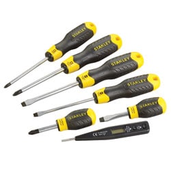 STANLEY® 6 Piece Cushion Grip Flared & Phillips with Voltage Tester