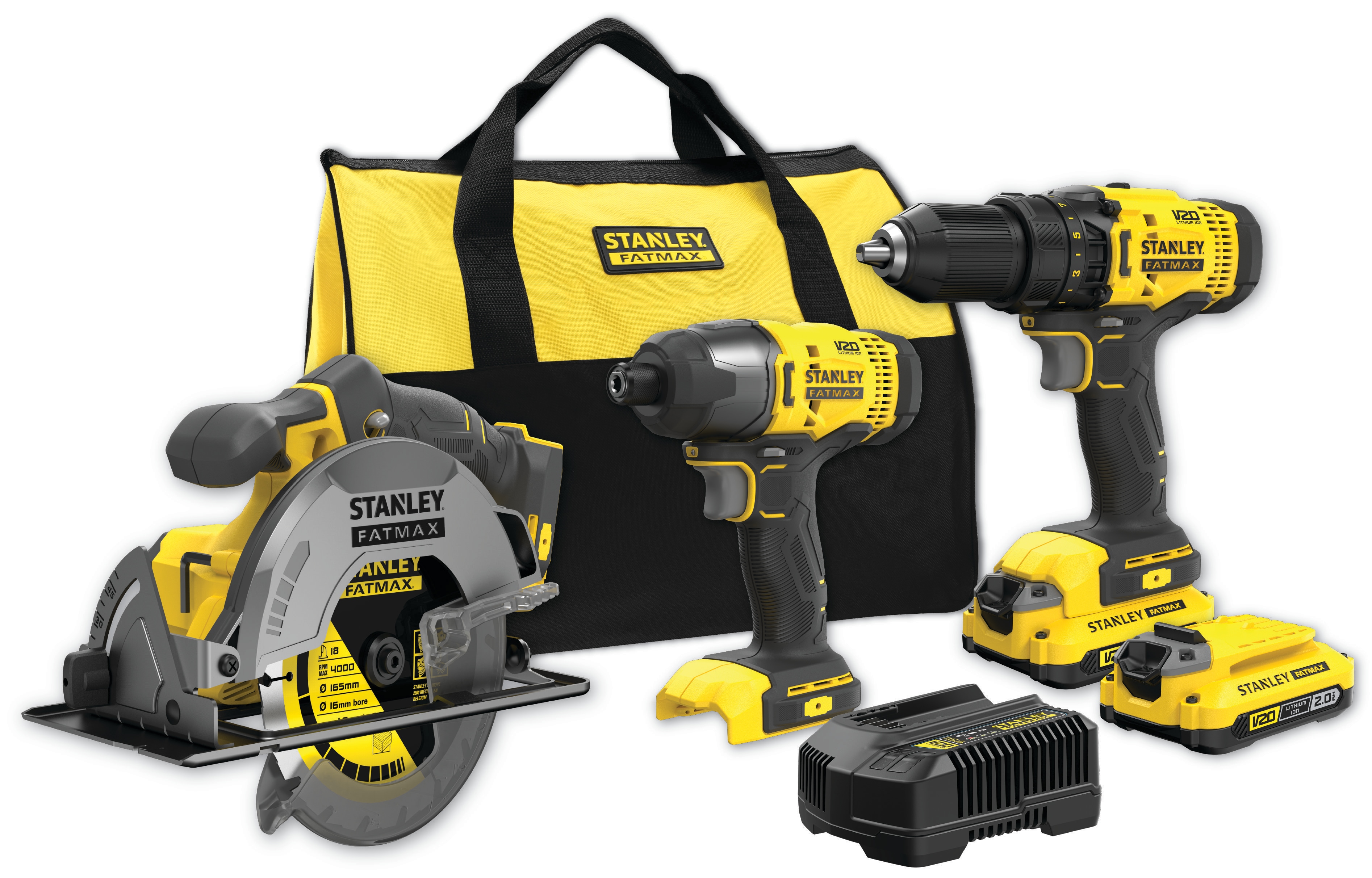 18V STANLEY® FATMAX® V20 COMBO ΣΕΤ 3 ΤΕΜΑΧΙΩΝ ΜΕ 2 X 2.0AH ΜΠΑΤΑΡΙΕΣ ΚΑΙ ΜΑΛΑΚΗ ΤΣΑΝΤΑ 
